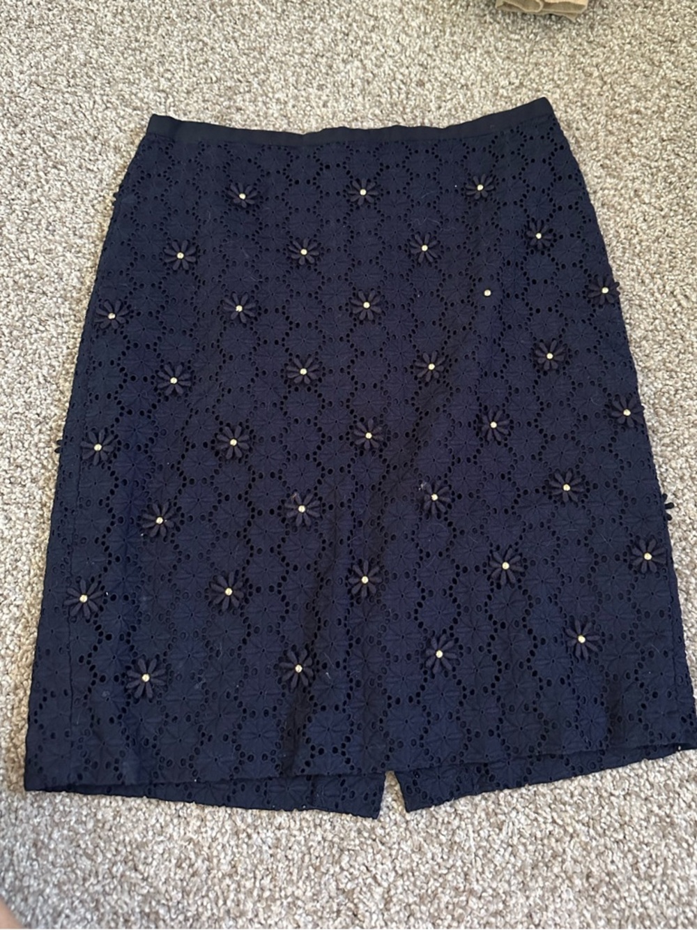 Navy Eyelet Floral Pencil Skirt 2p Talbots